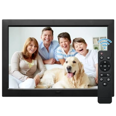 Abbildung von Digitaler Bilderrahmen 10 Inch Eektronischer IPS Display Screen Foto/Musik/Video Player/Kalender/Wecker, Wandmontage Fotorahmen Support USB oder SD Card