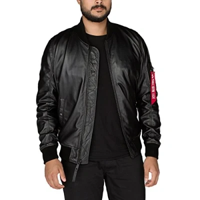 Abbildung von Alpha Industries Lederjacke, Herren, Größe: Small, Black