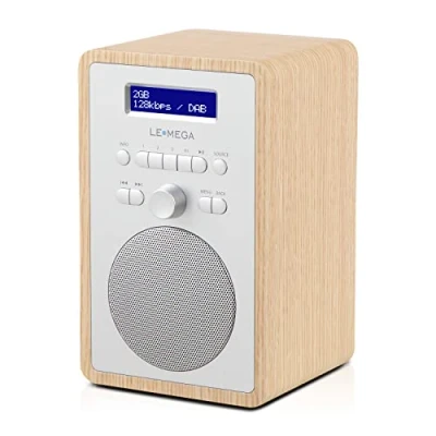 Abbildung von LEMEGA CR2+ DAB Plus Radio (Retro DAB/DAB+ und UKW digitalradio,Küchenradio, Büroradio,holzoptik,20 Senderspeicher,Radiowecker/Snooze/Sleep Timer) Weiß Eiche