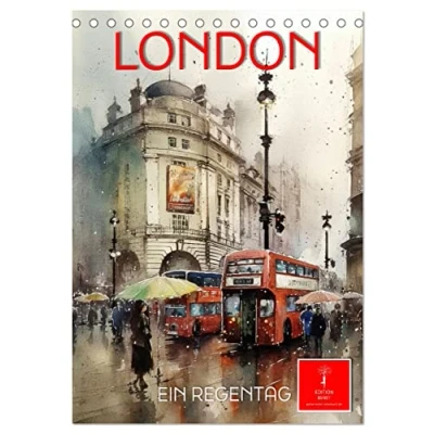 Abbildung von London ein Regentag (Tischkalender 2025 DIN A5 hoch), CALVENDO Monatskalender