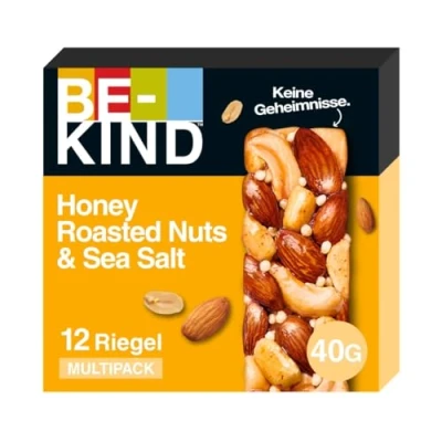 Abbildung von BE KIND Riegel, glutenfreie Snack Honey Roasted Nuts &amp; Sea Salt, hoher Ballaststoffgehalt, ohne künstliche Farb , Aroma oder Konservierungsstoffe, 12 x 40g