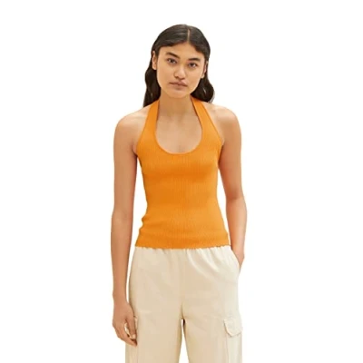 Abbildung von TOM TAILOR Denim Damen 1036514 Basic Neckholder Top, 31684 Bright Mango Orange, XXL