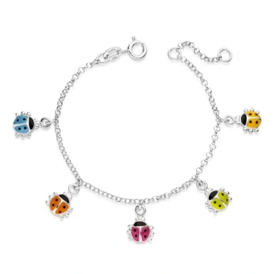 Abbildung von Materia Armkette Kinderarmband Marienkäfer Glücksbringer SA 56, 925 Sterling Silber, emailliert