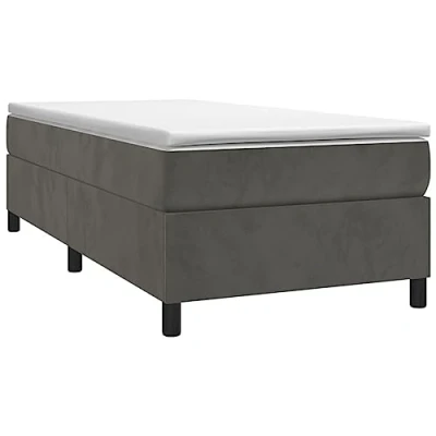 Abbildung von vidaXL Bettgestell, Polsterbett Bett für Schlafzimmer, Bettrahmen mit Lattenrost Stützbeinen, Schlafzimmerbett Einzelbett, Dunkelgrau 80x200cm Samt