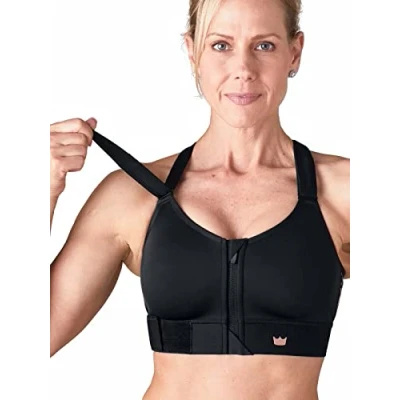 Abbildung von SHEFIT Flex Sport BH für Damen, mittelstarker Halt, Schwarz, XX Large