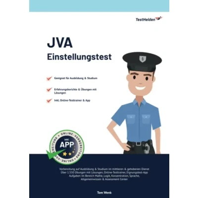 Abbildung von JVA Einstellungstest: Über 1.550 Eignungstest Aufgaben mit Lösungen &amp; App: Auswahlverfahren mittlerer gehobener Dienst Bewerbung, Assessment Center, Sporttest, Zahlen, Sprache, Wissen und mehr
