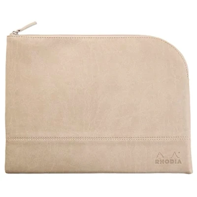 Abbildung von Rhodia 116726C Rhodiarama Reißverschlusstäschchen aus italienischem Kunstleder, Großformat (21x28 cm), Beige, 1 Stück