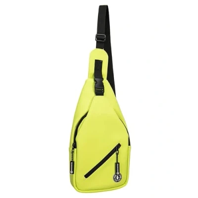 Abbildung von SCHIETWETTER Damen Sling Bag Borkum, PU Stoff, Umhängetasche mittelgroß, Brusttasche, Bauchtasche, Crossbag, pflegeleicht, wasserabweisend lime OS