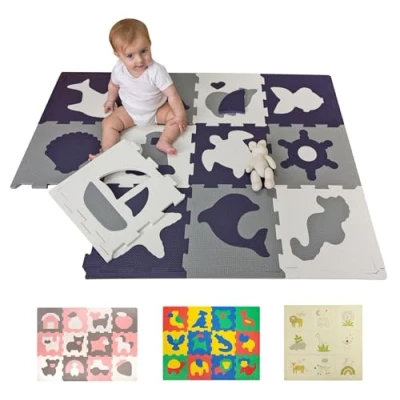 Abbildung von Hakuna Matte Spielmatte Puzzlematte für Babys 1,2x0,9m, 20% dickere Krabbelmatte,