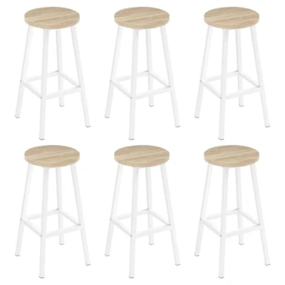 Abbildung von Klihome Barhocker 6er Set, Barstühle mit Metallgestell, Bar Hocker rund, Küchenstühle Fußstütze, Tresenhocker 150 kg belastbar, für Kücheninsel Esszimmer, Helle Eiche, K0008BH 6