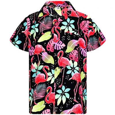 Abbildung von King Kameha Funky Hawaii Hemd, Herren, Kurzarm, Flamingos, Schwarz, XXL