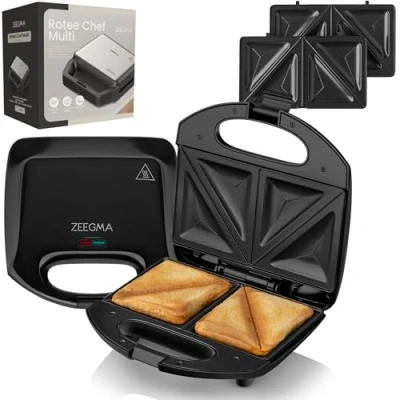 Abbildung von Zeegma Sandwichmaker ROTEE BASE, 750 W, 750W/rutschfeste Füße/wärmeisolierte Griffe/LED