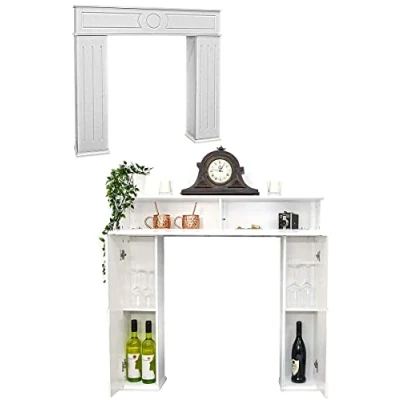 Abbildung von DuneDesign Kaminumbauschrank Geheimfach Kaminkonsole mit Stauraum 107x100 cm Kaminumrandung Holz Kaminrahmen