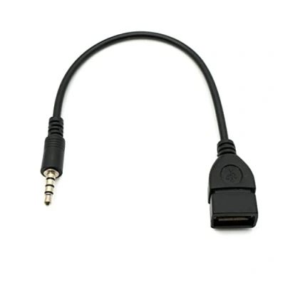 Abbildung von System S Audio USB Kabel 20 cm 3,5 mm Klinke Stecker zu 2.0 Typ A Buchse AUX in Schwarz
