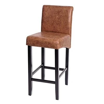 Abbildung von Mendler Barhocker HWC C33, Barstuhl Tresenhocker, Holz MVG Zertifiziert Wildlederimitat, dunkle Beine, Stoff/Textil