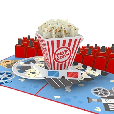 Abbildung von MOKIO® Pop Up Karte Kino Gutschein 3D Gutscheinkarte für einen Kinobesuch oder Filmabend, zum Geburtstag als Verpackung Kinokarten