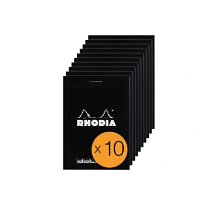 Abbildung von Rhodia 12559C Packung mit 10 Notizblöcken No.12, 8,5x12cm 80 Blätter Dot Lineatur 80g, Schwarz, 1 Pack