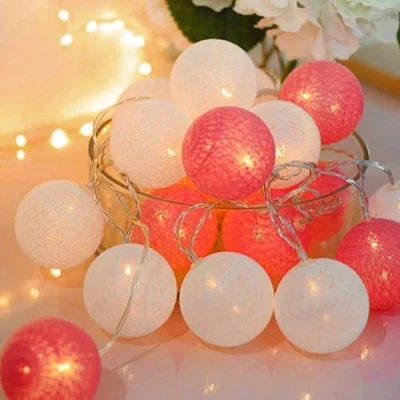 Abbildung von LED Lichterkette Baumwollkugeln mit Stecker, 3,8m 20er Cotton Ball Lichterketten Kugeln Nachtlicht für Weihnachten, Hochzeit, Party, Zimmer, Wohnheim, Innen Deko