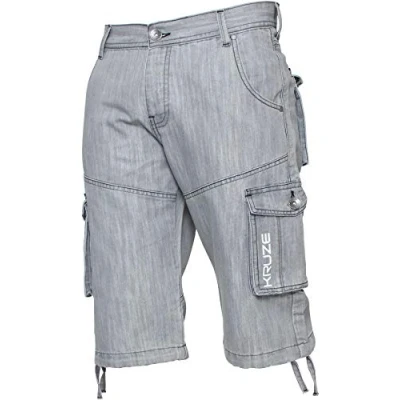 Abbildung von Ze ENZO Cargo Kampfshorts für Herren, strapazierfähig, Denim, halbe Hose, Big King All Waists, grau, 42W