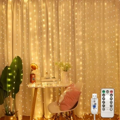 Abbildung von Jsdoin Lichtervorhang,3.6x3m 360leds Lichterketten Vorhang Lichterkettenvorhang 8 Modi mit Timer für Lichterkette Fenster Innen Außen Deko,Weihnachten Party, Zimmer, Schlafzimmer, Hochzeit