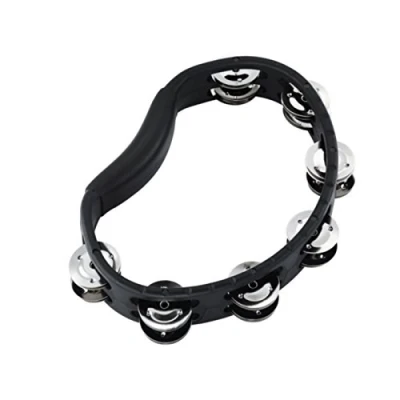 Abbildung von Meinl Percussion Headliner Hand Tambourine 2 reihiges Tamburin Mit gebogenem Griff ABS Kunststoff / Stahl, Schwarz Silber (HTMT1BK)