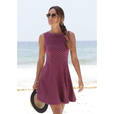 Abbildung von Beachtime Strandkleid mit Ankerdruck, Sommerkleid aus elastischer Baumwolle