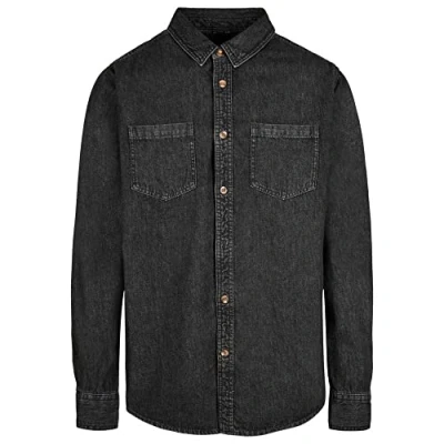 Abbildung von Build Your Brand Herren Denim Shirt Hemd, black washed, XXL