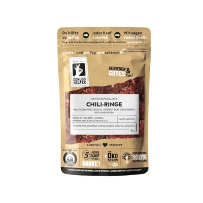 Abbildung von Bremer Gewürzhandel Chili Ringe, getrocknete zum Kochen und Braten, leicht scharf, 10 x 25g