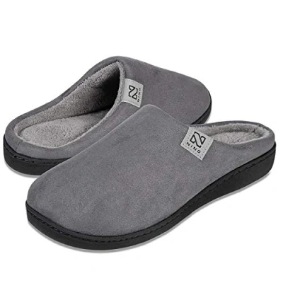 Abbildung von Damen Herren Hausschuhe aus Memory Baumwolle Drinnen Pantoffeln im Herbst und Winter für Draussen (Dunkelgrau, 40/41 EU)