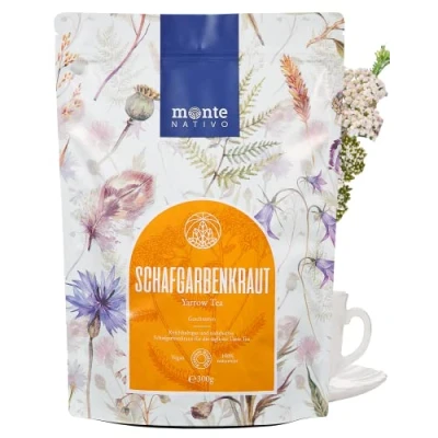 Abbildung von Schafgarbe Tee (300g) Monte Nativo Kräutertee Lose Geschnitten, schonend getrocknet Schafgarbenkraut 100% rein und natürlich Erfrischend Achillea millefolium Schafgarbentee
