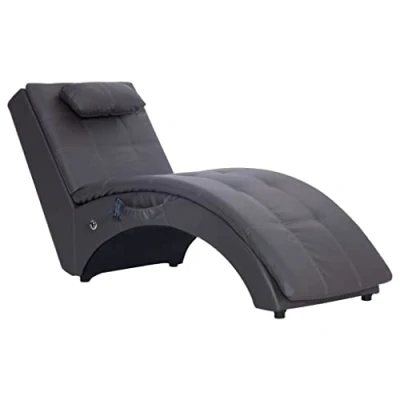 Abbildung von vidaXL Chaiselongue mit Massage Kissen Relaxliege Liegesessel Sessel Lounge Relaxsessel Liegestuhl Loungesessel Sesselliege Komfortliege Grau Kunstleder