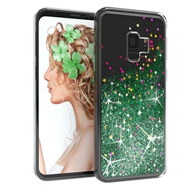 Abbildung von EAZY CASE Hülle kompatibel mit Samsung Galaxy S9 Schutzhülle Flüssig Glitzer, Handyhülle, Schutzhülle, Back Cover Glitter Flüssigkeit, aus TPU/Silikon, Transparent/Durchsichtig, Grün