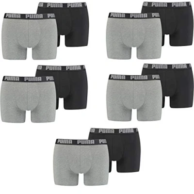 Abbildung von PUMA 8 er Pack Boxer Boxershorts Men Herren Unterhose Pant Unterwäsche, Farbe:691 Dark Grey Melange/Black, Bekleidungsgröße:L