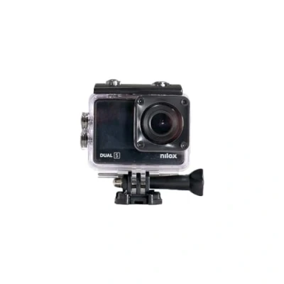 Abbildung von Nilox, Action Cam Dual S, Kamera, Auflösung 4K/60fps, 170 Weitwinkel, Touchscreen hinten, wasserdicht bis 30 m, mit wasserdichter Hülle, Klebebefestigungen, Montageset