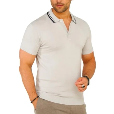 Abbildung von SOULSTAR Poloshirt S2TALSI Herren Basic Kurzarm Knit Polo Hemd Feinstrick Kontrast
