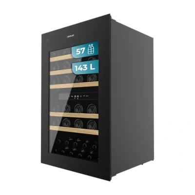 Abbildung von Cecotec Einbau Weinkühlschrank 57 Flaschen Bolero Grandsommelier Duo 57000 Touch Black. Schwarz mit leiser Kühlung (38 dB) und LED Steuerung