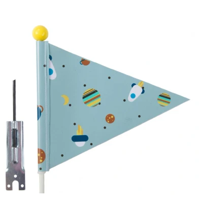 Abbildung von Sicherheitsfahne PexKids Rocket Blau Mit Raketenaufdruck