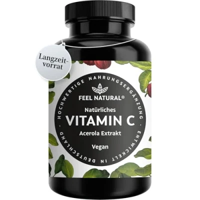 Abbildung von Natürliches Vitamin C Aus der Acerola Superfrucht 180 vegane Kapseln im 6 Monatsvorrat Ohne unerwünschte Zusätze Laborgeprüft, vegan und in Deutschland produziert