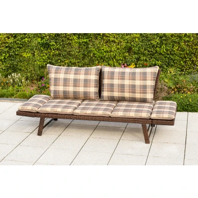 Abbildung von MERXX Gartenbank &quot;Daybed Rattan&quot;, BxTxH: 172x64x78 cm, mit Auflage und Rückenkissen