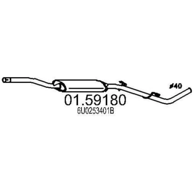 Abbildung von MTS 01.59180 Mittelschalldämpfer 1415 SKODA: FELICIA 2, 1 Pickup,