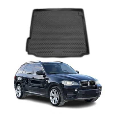 Abbildung von Kofferraummatte Kofferraumwanne kompatibel mit BMW X5 E70 2006 2013 Gummi TPE Schwarz