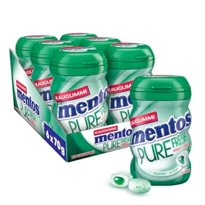 Abbildung von Mentos Kaugummi Pure Fresh Spearmint, 6 Boxen zuckerfreie Chewing Gum Dragees mit Spearmint Geschmack &amp; flüssiger Füllung, Multipack (6 x 70g)