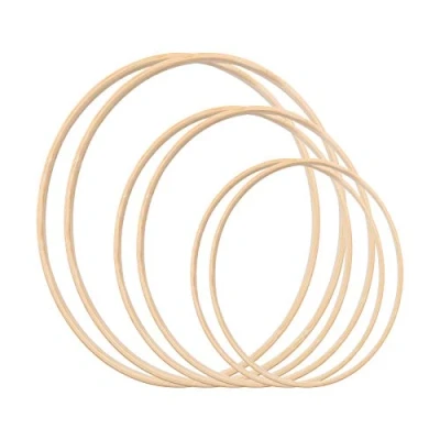 Abbildung von Gukasxi 6 Stück Traumfänger Ringe Set (20cm/25cm/33cm) Holz Bambus Blumenkranz Makramee Floral Hoop Craft Ring für Dreamcatcher, Hochzeit Kranz Decor und DIY Handwerk