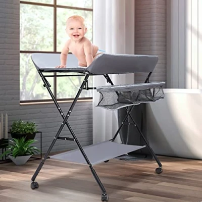Abbildung von Klappbare Baby Wickeltisch Badewanne Wickel Auflage Kombi Mobil Wickeln für Kinder 25kg Wickelkommode Mit Rädern
