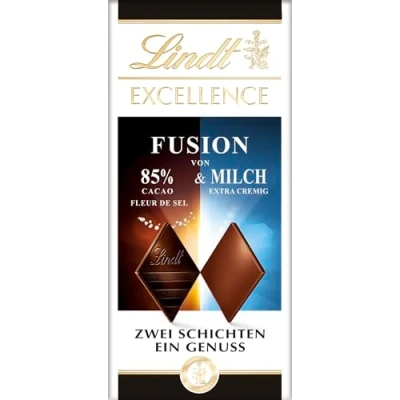 Abbildung von Lindt Excellence Fusion 85% &amp; Fleur de Sel 100g Schokoladentafel Vegane Schokolade Laktosefreie, dunkle