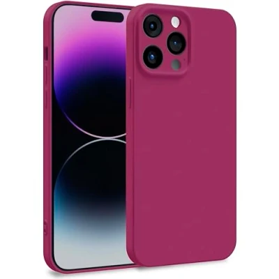 Abbildung von MyGadget Hülle für iPhone 14 Pro Max Zweilagige Handyhülle mit Kameraschutz Cover Innenfutter &amp; Silikon außen Wein Rot