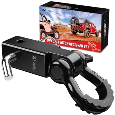Abbildung von Nilight Shackle Hitch Receiver 2Inch 45000 LBs Breaking Strength 3/4&quot; D Ring w/Trailer Pin Heavy Duty Solid Recovery Towing Kit for Trucks Jeeps Off Road,2 Years Warranty