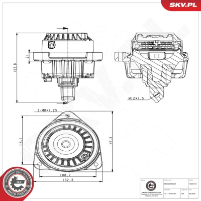 Abbildung von ESEN SKV 75SKV131 Motorlager beidseitig Hydrolager Gummi, Kunststoff 160mm 170mm BMW: 5 Touring, Limousine, 7