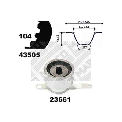 Abbildung von MAPCO 23505 Zahnriemensatz 104 HONDA: CRX 3, Civic 6 Hatchback, V Hatchback