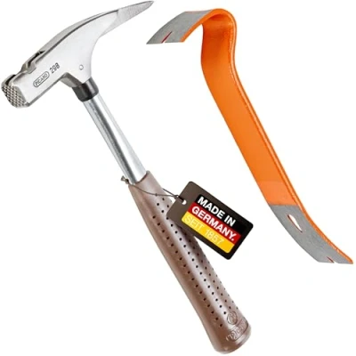 Abbildung von PICARD Latthammer Nr. 298 + Nageleisen 600 g Kopfgewicht Geraute Bahn Magnetischer Nagelhalter Korrosionsgeschützt Chrom Molybdän Stahlrohrstiel GS geprüft Länge 320 mm Made in Germany
